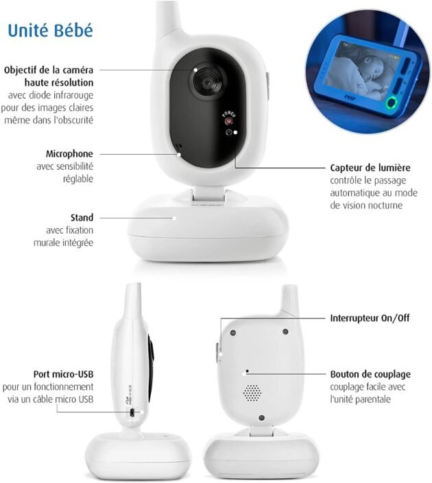 Babyphone Vidéo avec Écran Ecoute-Bébé TFT - Reer