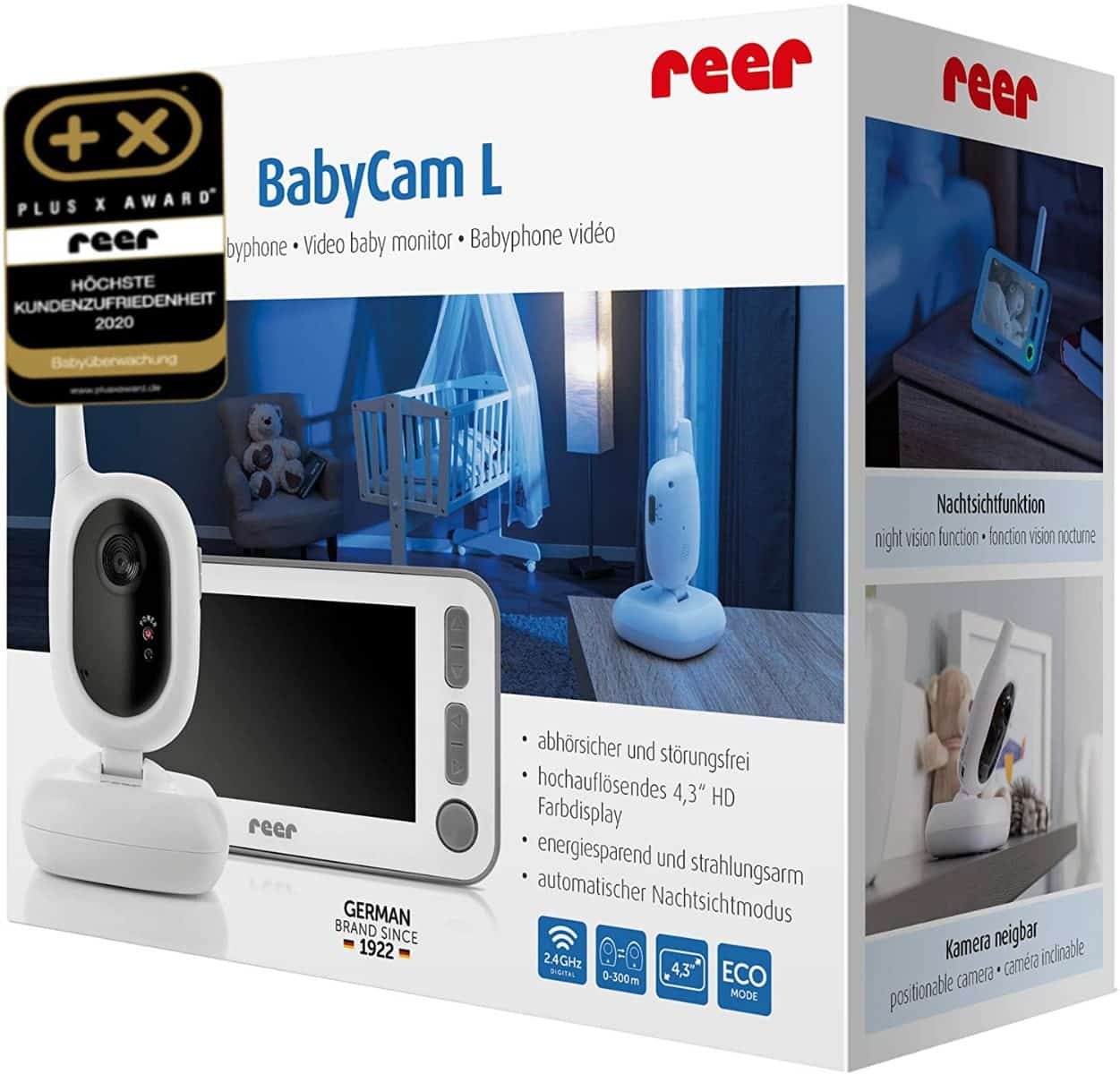 Babyphone vidéo Babycam blanc 2,4 pouces LCD 2.4GHz