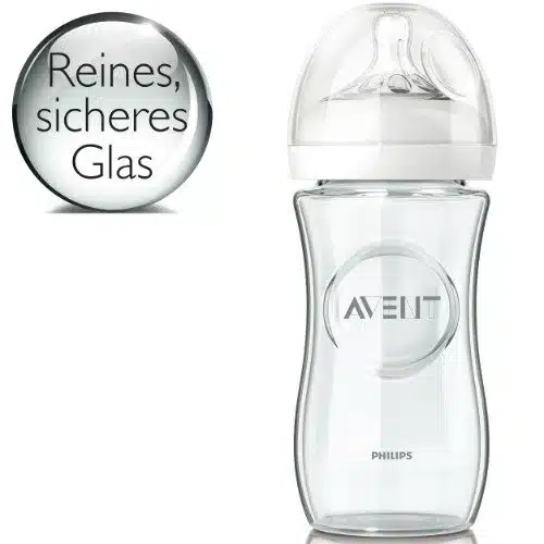avent_biberon_verre-1.jpg Avent : Biberon Natural en Verre anti-colique 1M+ 240 ml