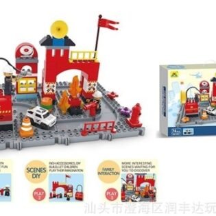 caserne_pompier.jpg Coffret Jeu blocs de construction caserne pompier 74pcs