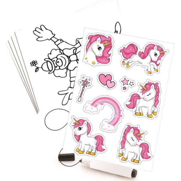 chevalet_tableau_licorne_fille.jpg Tableau d’écriture licorne -Dolu