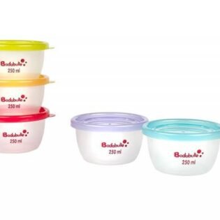 Maxi Portions Boite de Conservation Multicolore 5 x 250 ml-Badabulle