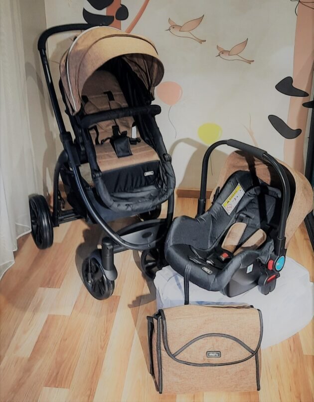 Poussette duo 3 en 1 avec sac à langer - Elphy - Marron