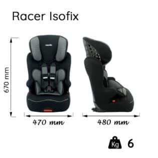 Siège auto isofix RACER – Groupe 1/2/3 (9-36kg) – Nania Silver