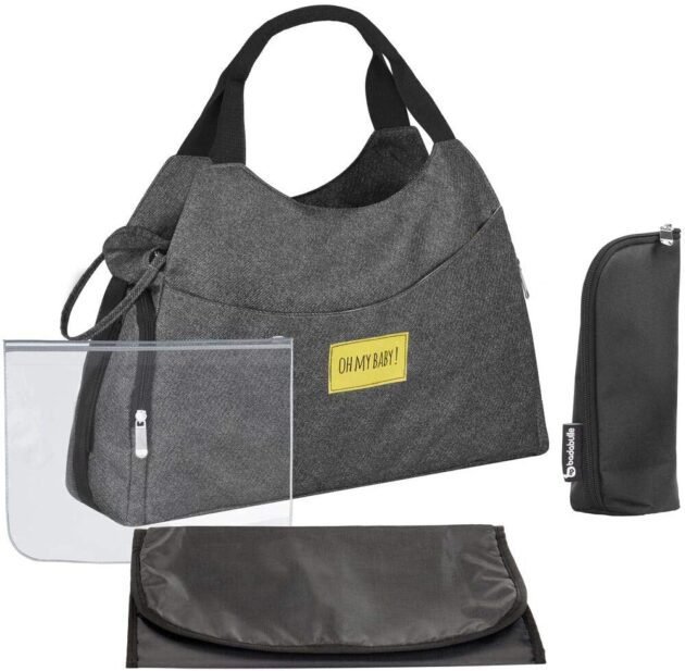 Sac à langer multipoches gris chiné - Badabulle
