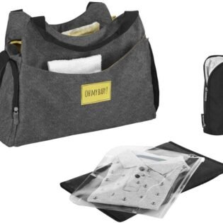 Sac à langer multipoches gris chiné - Badabulle