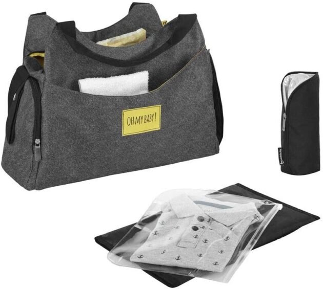 Sac à langer multipoches gris chiné - Badabulle