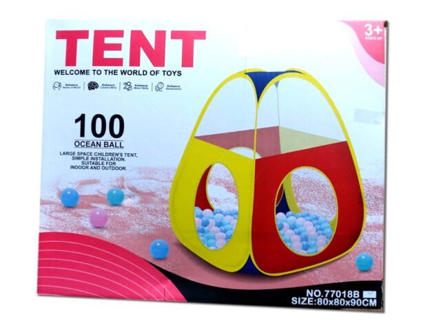 Tente de jeu pour bébé Multicolore + 100 balles
