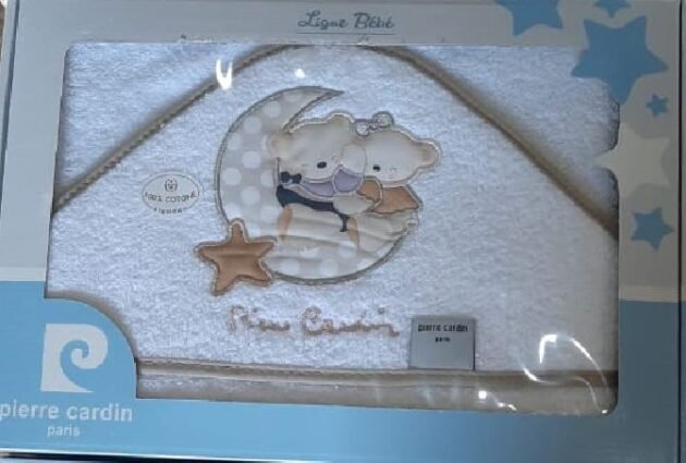 sortie-bain-beige_1_1.jpg Cape de bain bébé à capuche brodée - Pierre cardin