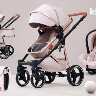 Pack-Poussette-luxueuse-4en1-Kidilo-beige profil poussette V7 khaki