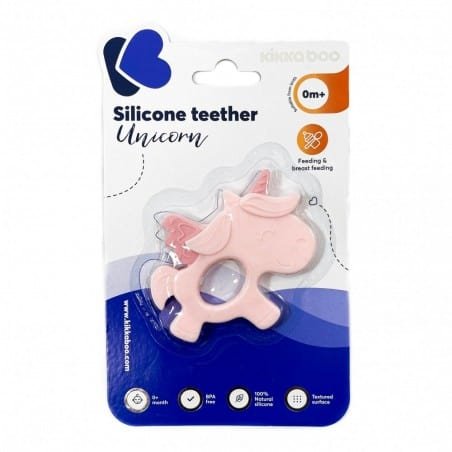 anneau-de-dentition-kikkaboo Anneau de dentition en silicone Licorne Rose