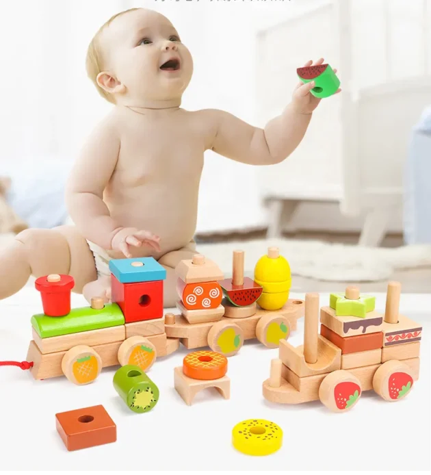 train-educatif-en-bois-30pcs-vivi-wood train éducatif en bois couleur vive vrac