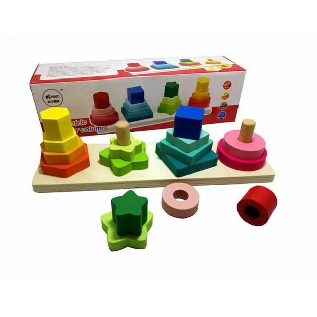 quatre colonne jeu en bois géométrique