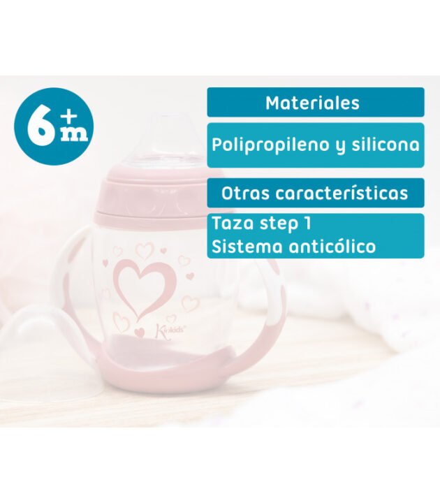 Tasse d'apprentissage Step 1 rose - Kiokids