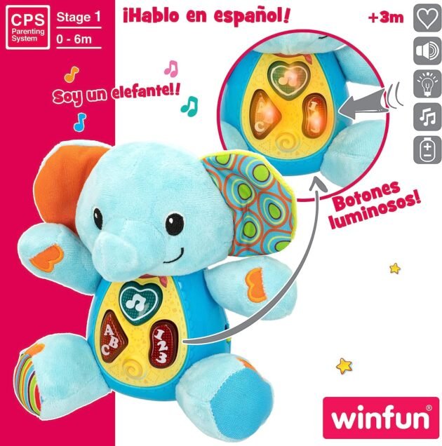 doudou musical éléphant bouton marche
