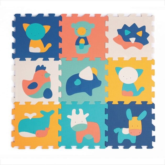 Tapis 9dalles animaux 90x90x1,2 cm