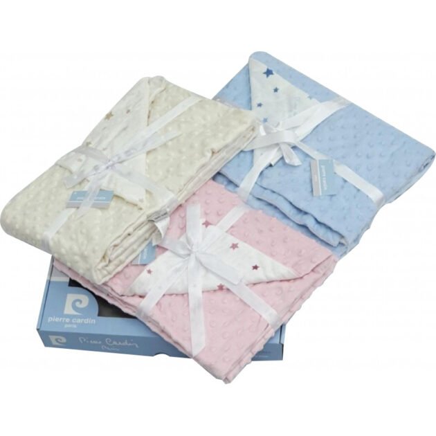 couverture bébé toppy pierre cardin bleu rose beige