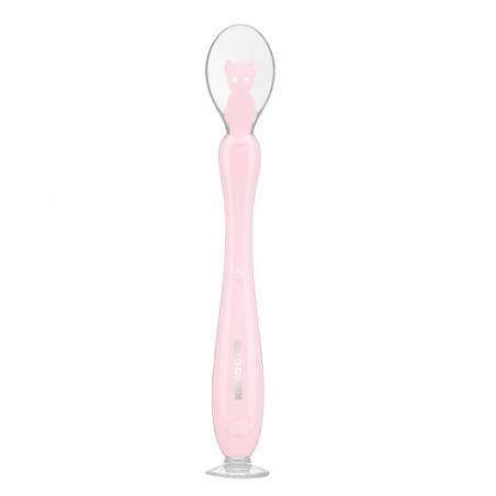 cuillère en silicone avec ventouse - Kikkaboo rose