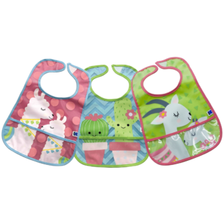 Eva bavoir éponge avec ramasse-miettes 3 Pcs rose vert