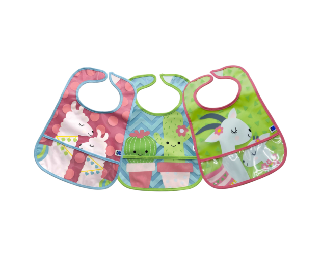 Eva bavoir éponge avec ramasse-miettes 3 Pcs rose vert