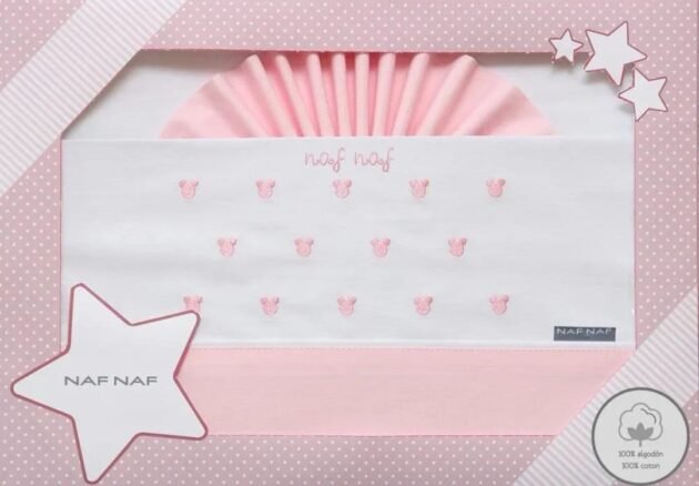Parure berceau motif brodé - Naf Naf rose