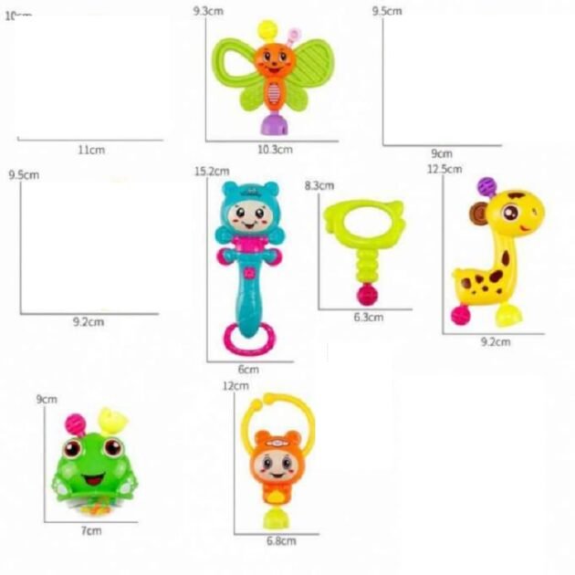 dimensions ensemble 6 hochets éducatifs pour bébé