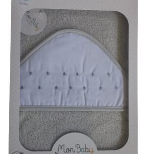 Cape de bain 100% coton - Mon baby gris