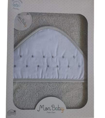 Cape de bain 100% coton - Mon baby gris