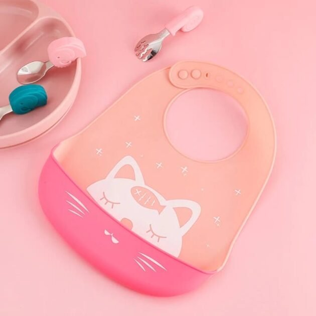 bavoir en silicone rose imperméable