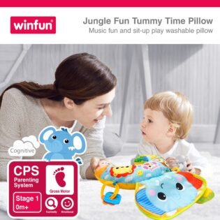 jungle-fun-tummy-time-pillow-winfun-1 winfun coussin jungle multicolore