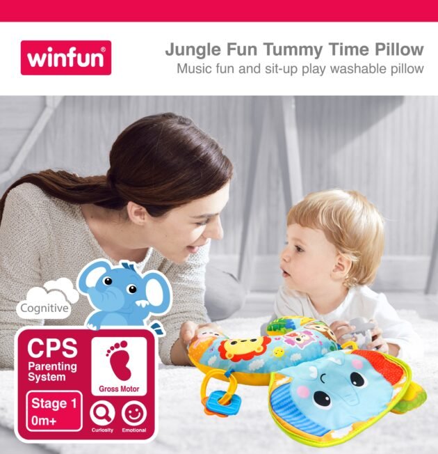 jungle-fun-tummy-time-pillow-winfun-1 winfun coussin jungle multicolore