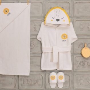Sortie bain compet pour bébé motif lion-Bibitof jaune