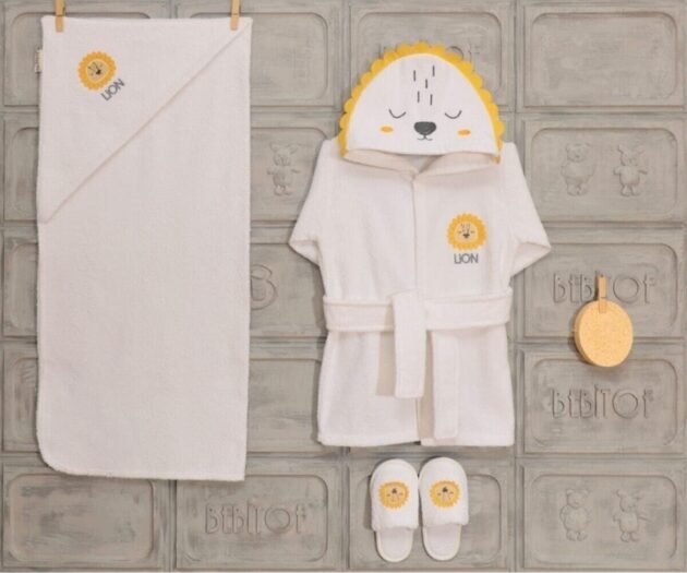 Sortie bain compet pour bébé motif lion-Bibitof jaune