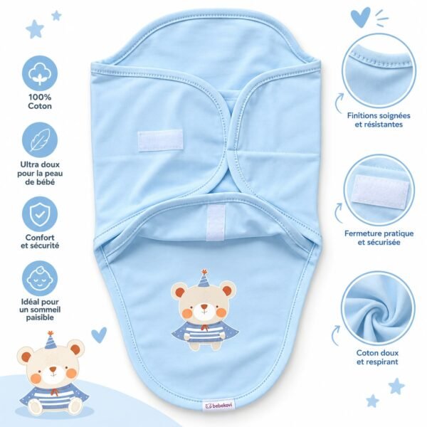 couverture d'emmaillotage bleu - bebekevi gobebe