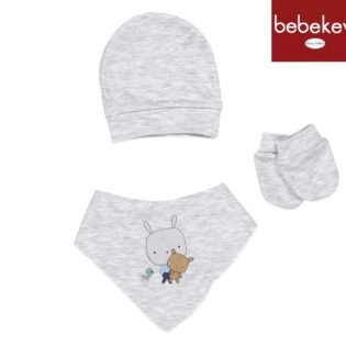 Ensemble-bonnet-moufles-et-foulard-Bebekevi-gris statut ensemble bonnet moufles gris