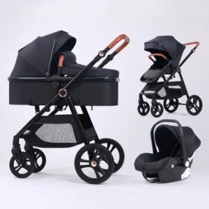 Pack-poussette-reversible-Clever-Baby-noir profil pack poussette réversible noir