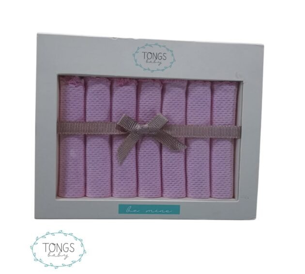 boite de 7 mouchoirs tongs baby rose