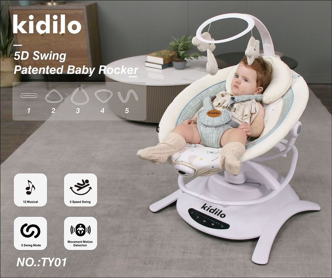 Balançoire bébé électrique avec télécommande - Relax Gris