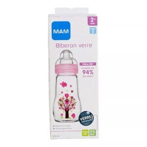Biberon verre 0 à 6 mois tétine débit 2 - MAM