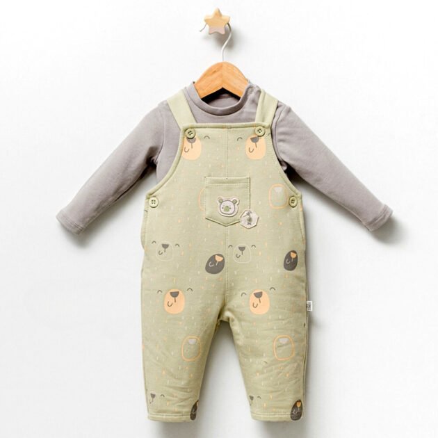 superbe salopette vert tongs baby