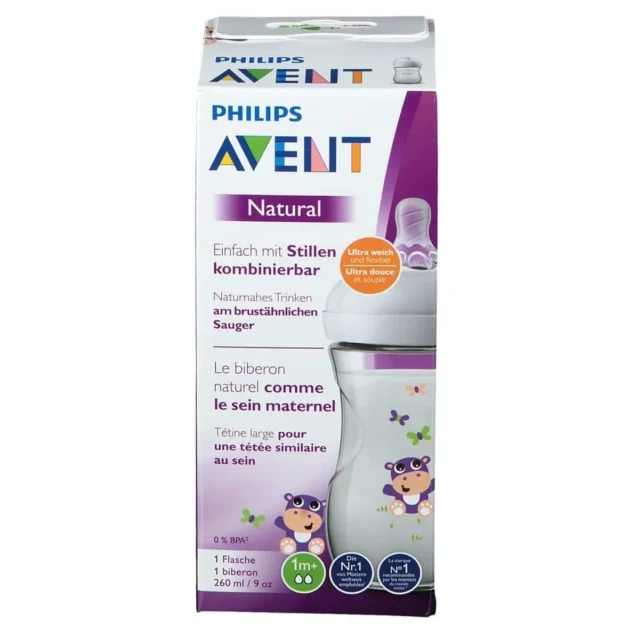 biberon-naturel-hippo-260-ml-avent boite bibero hippo 260 ml avent