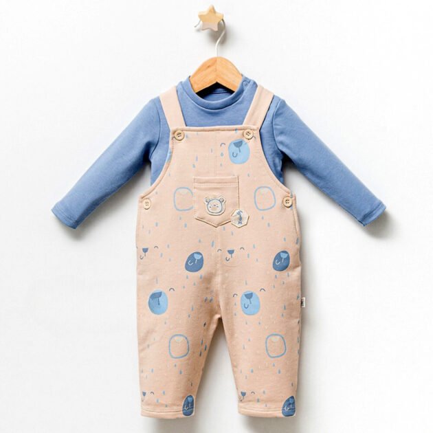 jolie salopette et tishirt 5048 tongs baby