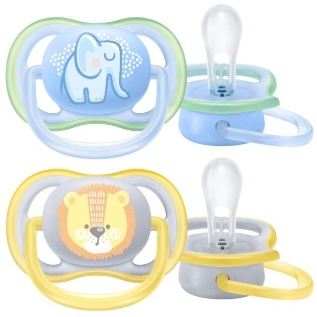 avent lot de 2 sucettes ultra air vert jaune