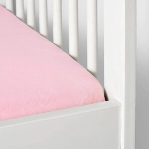 Drap-housse-en-coton-Jersey-60-120cm-rose verso drap housse en coton bebemam rose