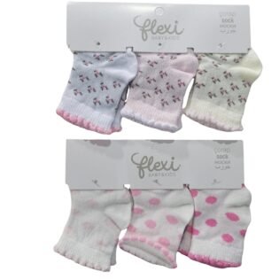 Pack-de-3-paires de-chaussette-bebe-Flexi-2 pack de 3 pairs de chaussette flexi fille