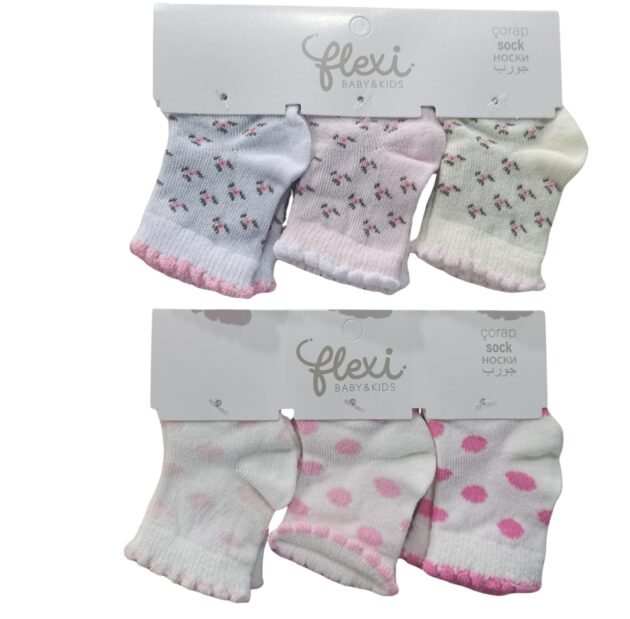 Pack-de-3-paires de-chaussette-bebe-Flexi-2 pack de 3 pairs de chaussette flexi fille