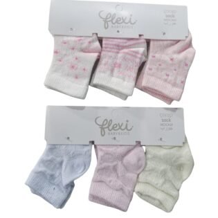 Pack-de-3-paires de-chaussette-bebe-Flexi pack de 3 pairs de chaussette flexi fille rose
