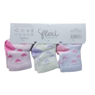 Pack-de-3-paires de-chaussette-bebe-Flexi-6 flexi pack de 3 pairs de chaussette pink