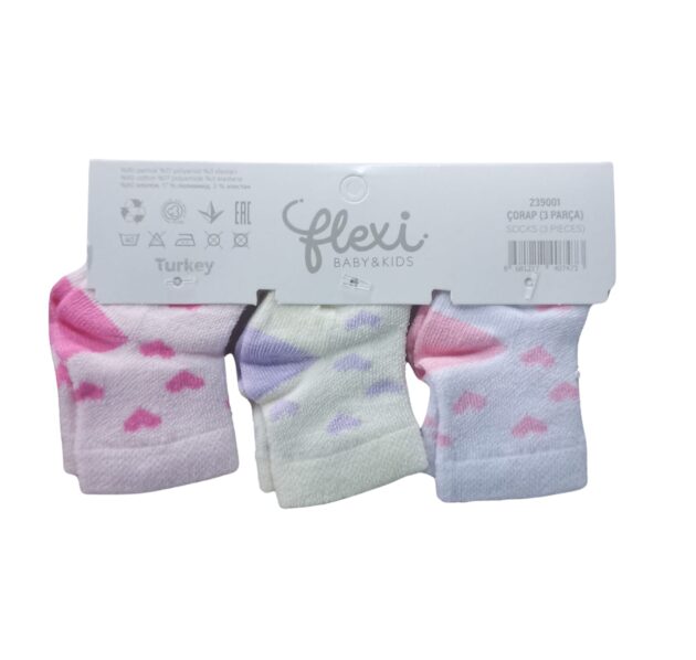 flexi pack de 3 pairs de chaussette pink