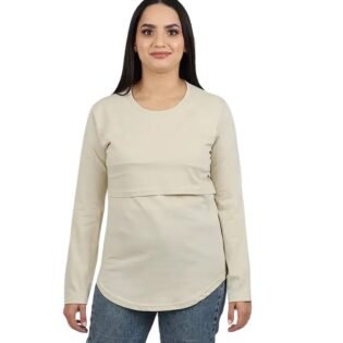 pratique pull d'allaitement en coton beige 1